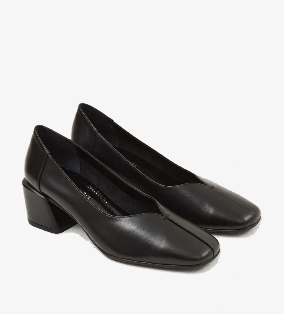 Tamer Tanca Kadın Hakiki Deri Siyah Deri Topuklu Ayakkabı - Görsel 1