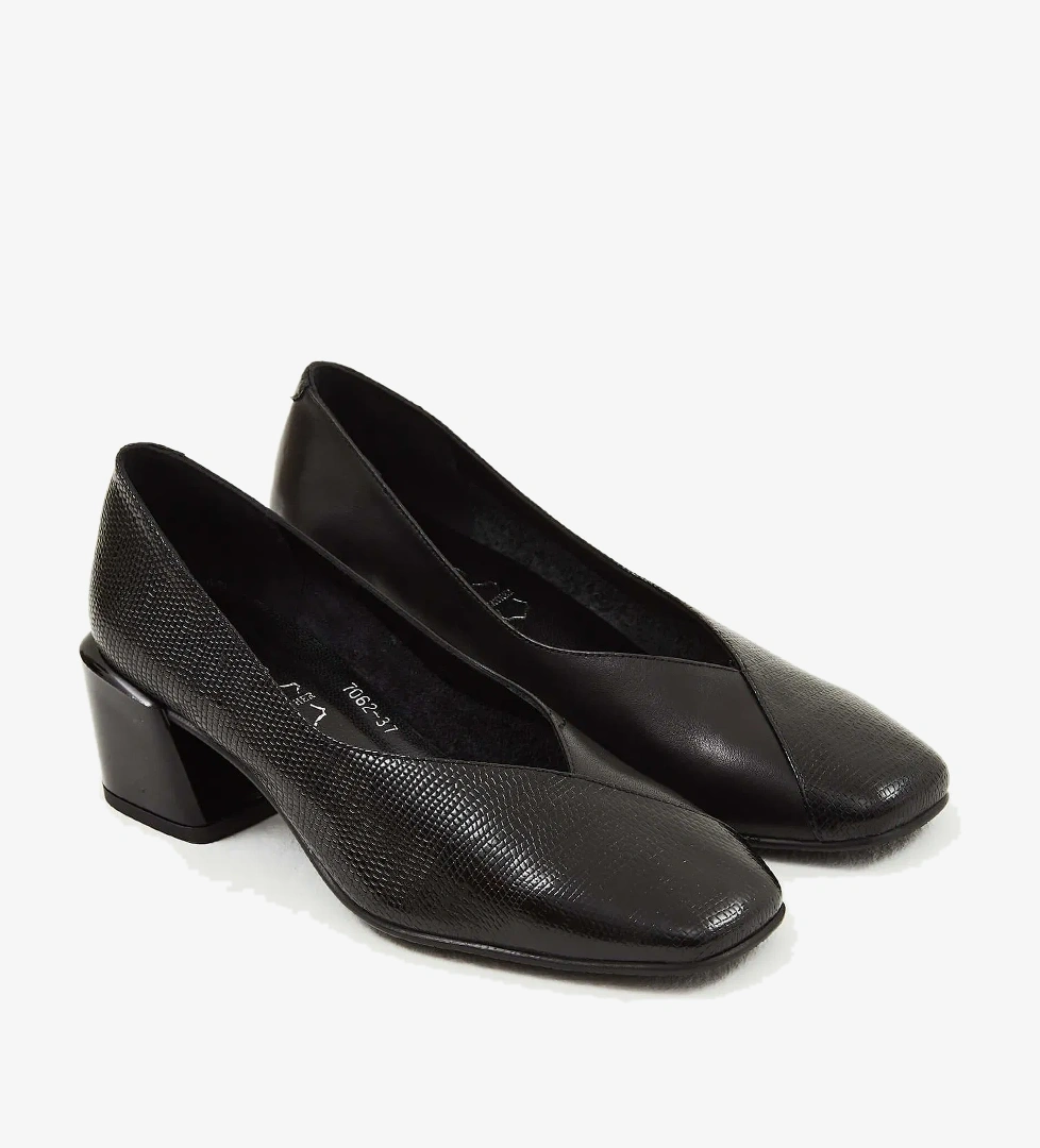 Tamer Tanca Tamer Tanca Kadın Hakiki Deri Siyah Topuklu Ayakkabı Basketbol Ayakkabıları | FashFed Siyah - 1. görsel