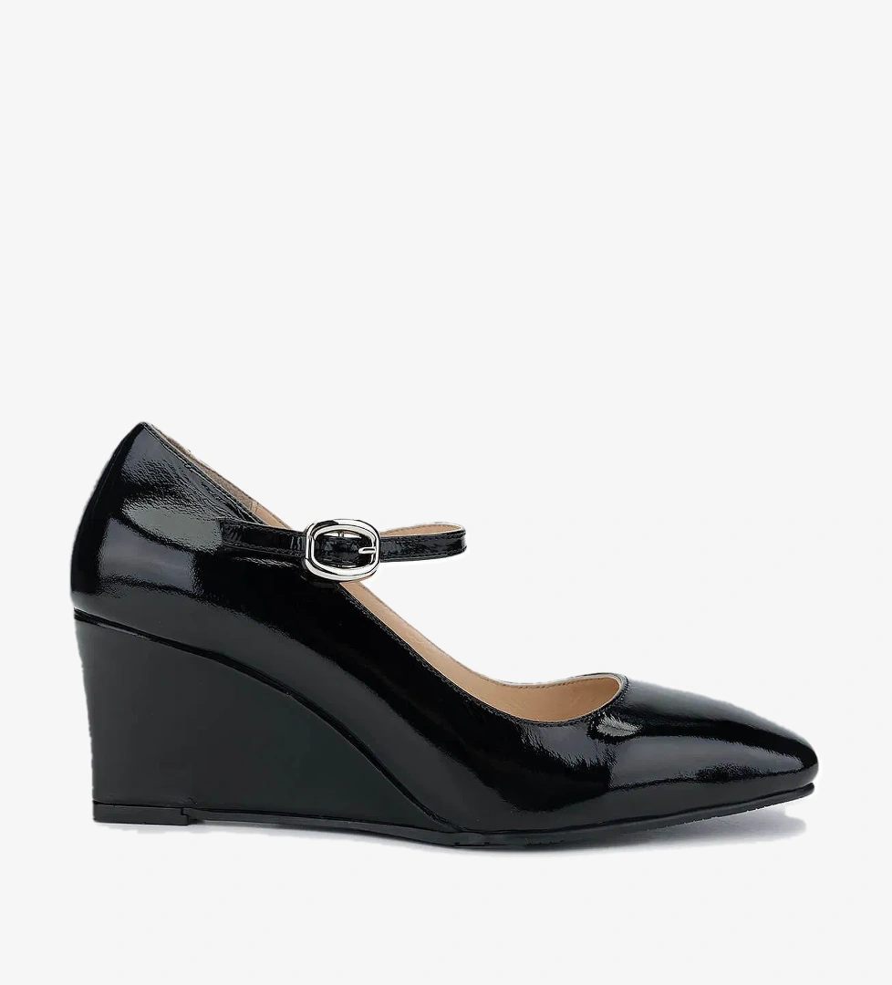 Tamer Tanca Kadın Hakiki Deri Siyah Rugan Topuklu Ayakkabı - Görsel 1