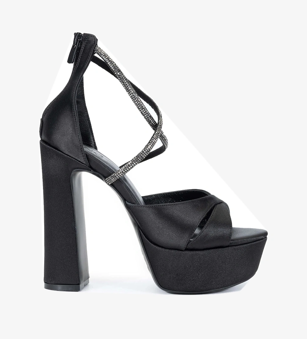 Tamer Tanca Kadın Hakiki Deri Siyah Saten Topuklu Ayakkabı - Görsel 1