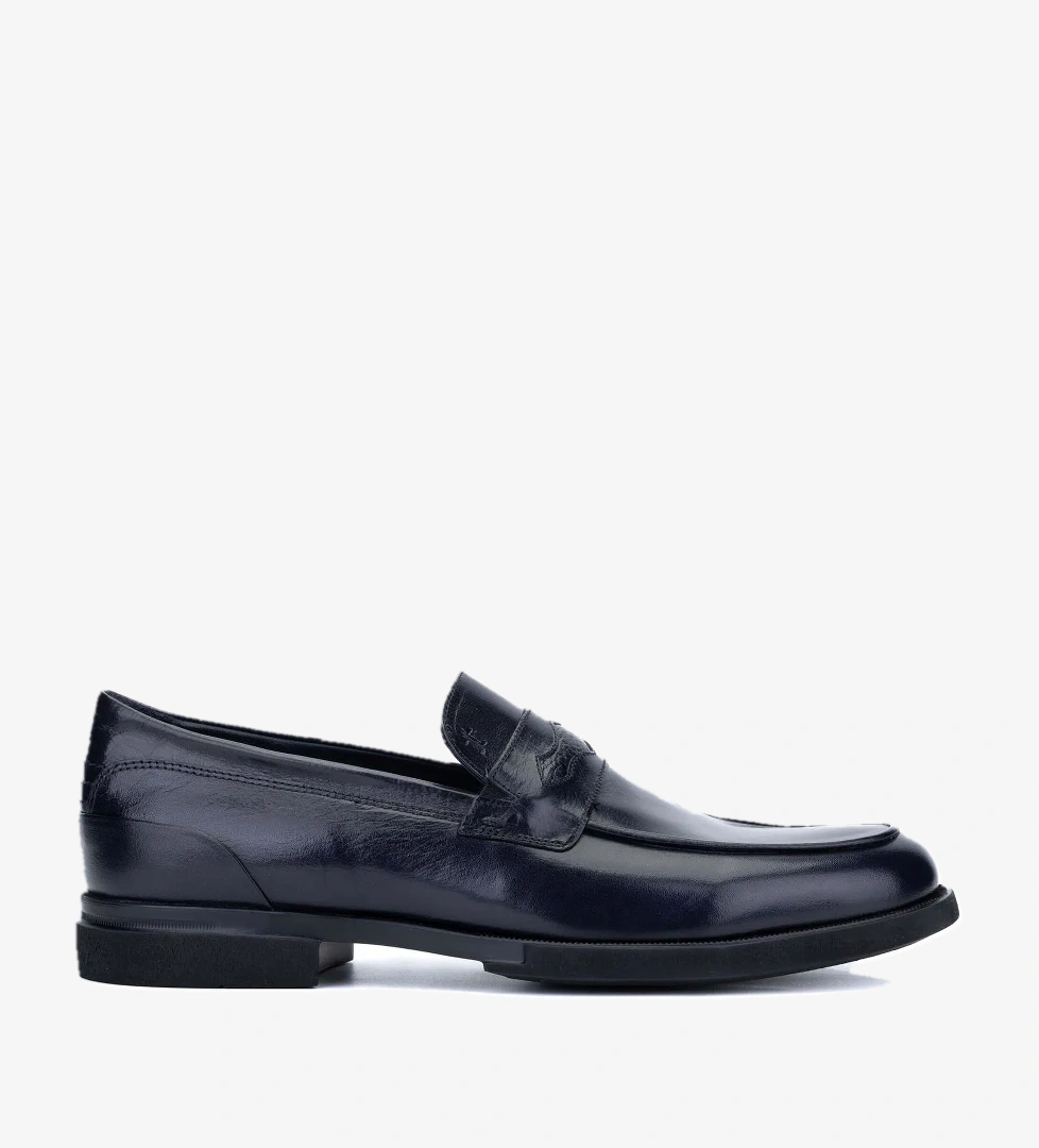 Tamer Tanca Erkek Hakiki Deri Lacivert Loafer Ayakkabı - Görsel 1