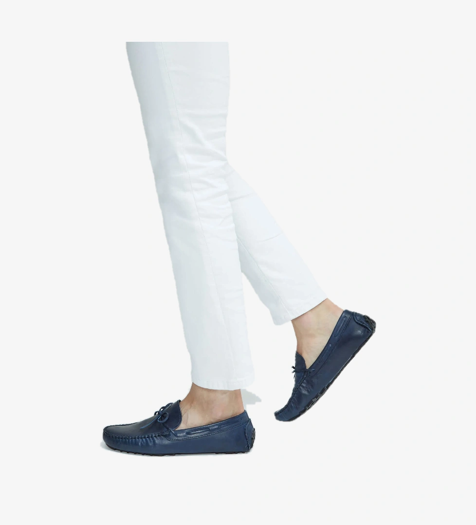 Tamer Tanca Erkek Hakiki Deri Lacivert Loafer Ayakkabı - Görsel 1