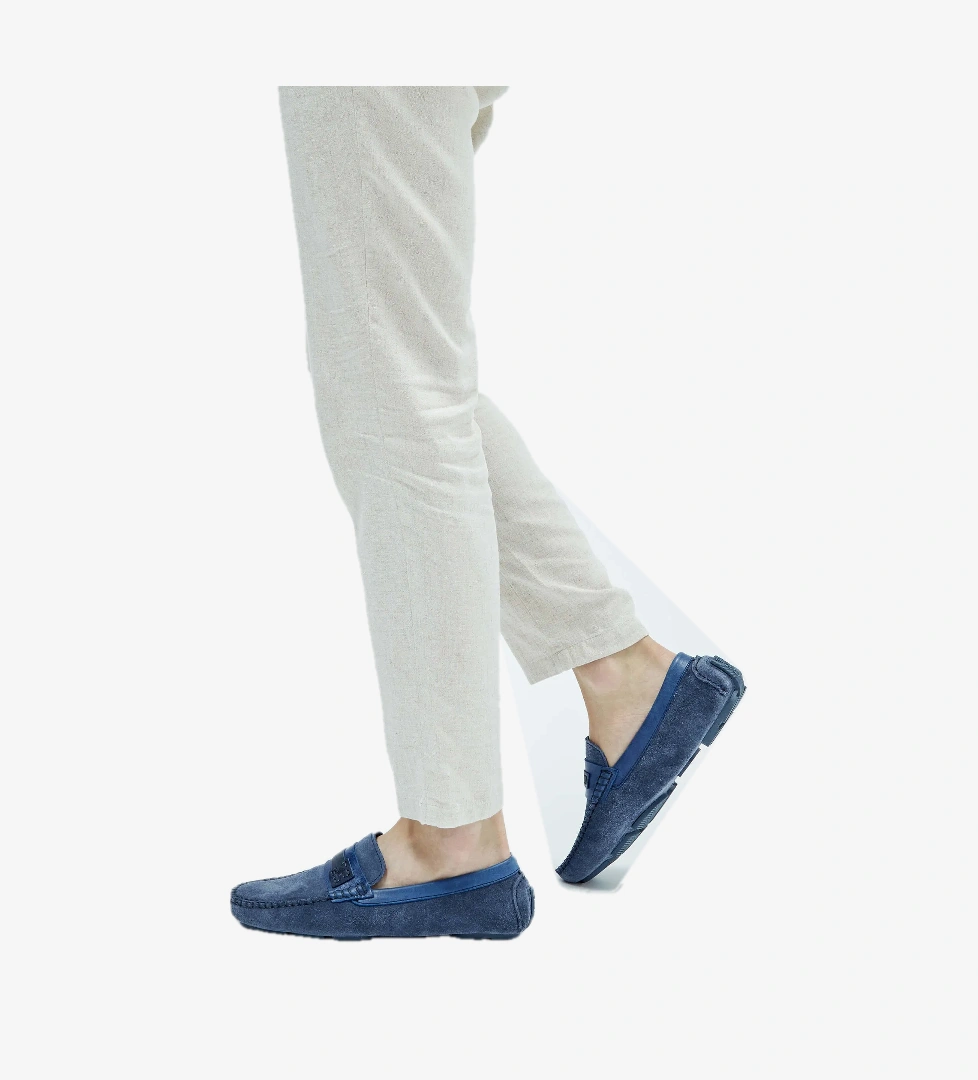 Tamer Tanca Tamer Tanca Erkek Hakiki Deri Lacivert Süet Loafer Ayakkabı model görseli