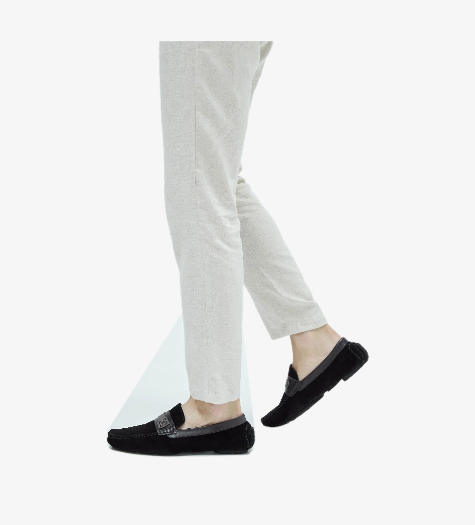 Tamer Tanca Erkek Hakiki Deri Siyah Süet Loafer Ayakkabı - Görsel 1