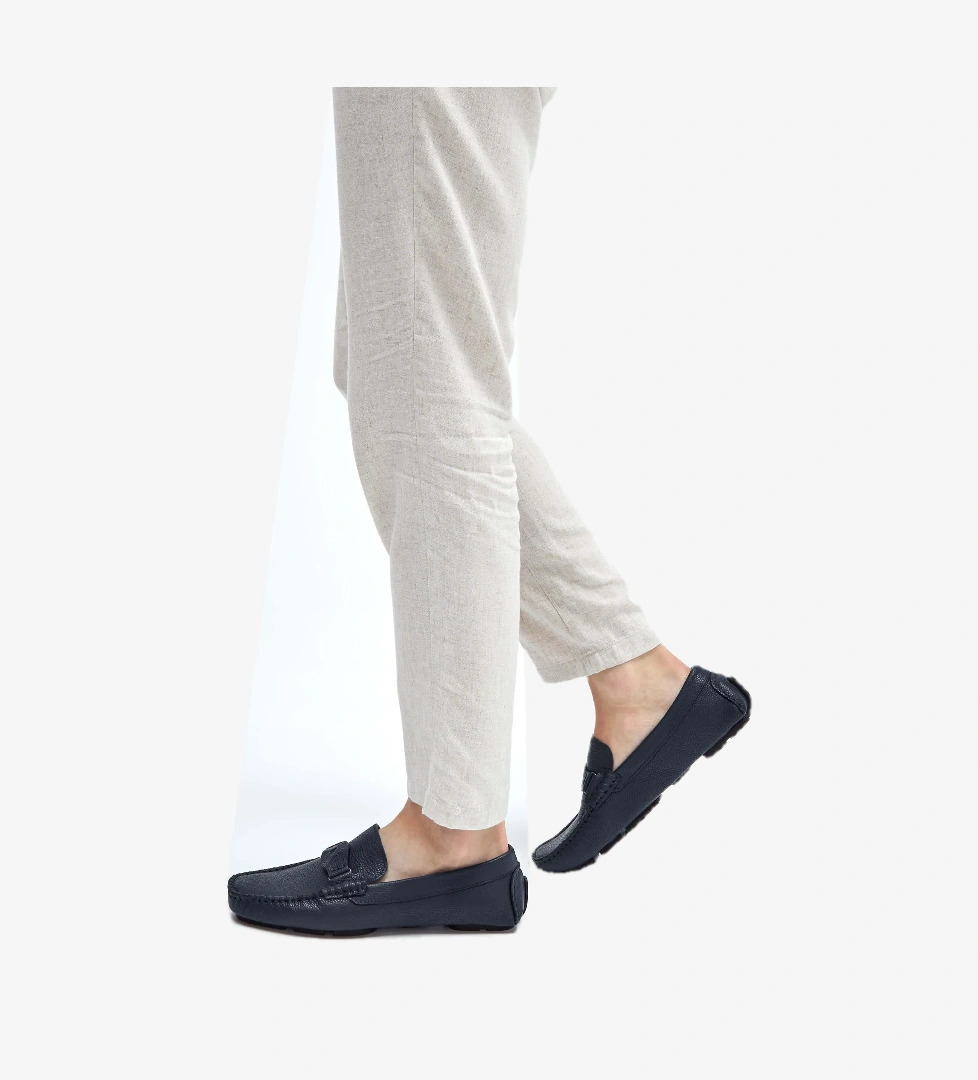 Tamer Tanca Erkek Hakiki Deri Lacivert Loafer Ayakkabı - Görsel 1