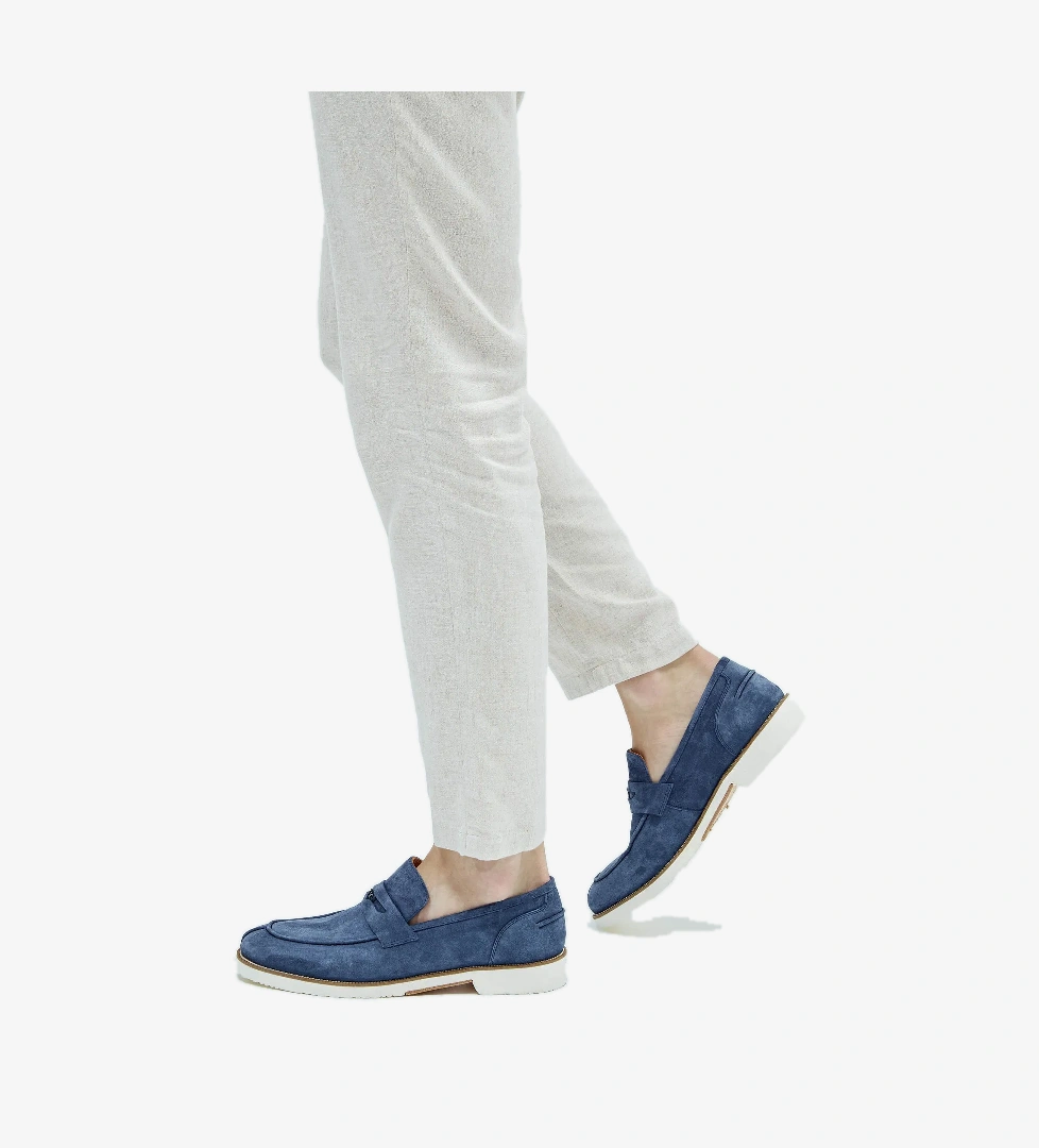 Tamer Tanca Tamer Tanca Erkek Hakiki Deri Lacivert Süet Loafer Ayakkabı model görseli