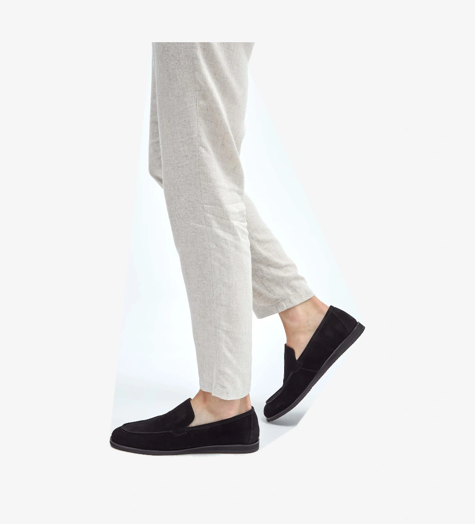 Tamer Tanca Tamer Tanca Erkek Hakiki Deri Siyah Süet Loafer Ayakkabı model görseli