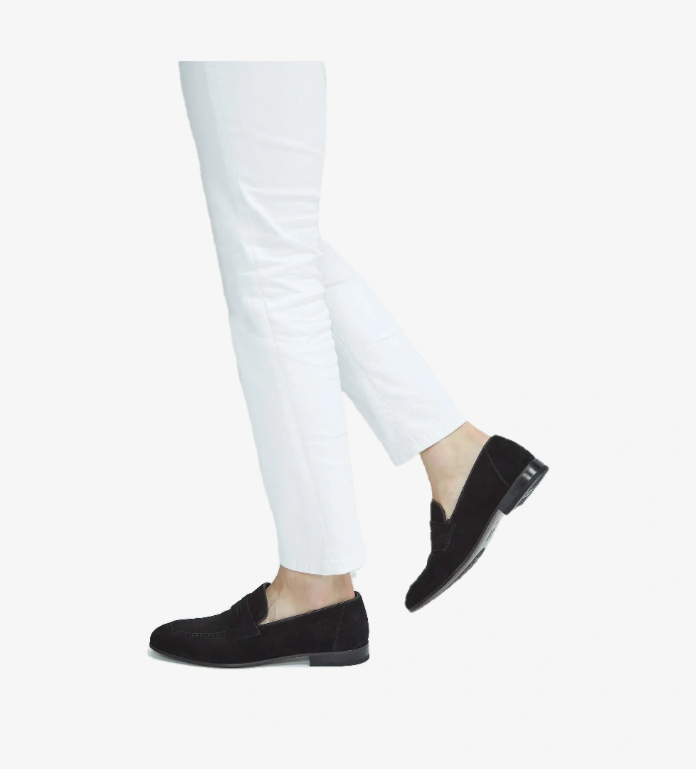 Tamer Tanca Tamer Tanca Erkek Hakiki Deri Siyah Süet Loafer Ayakkabı model görseli