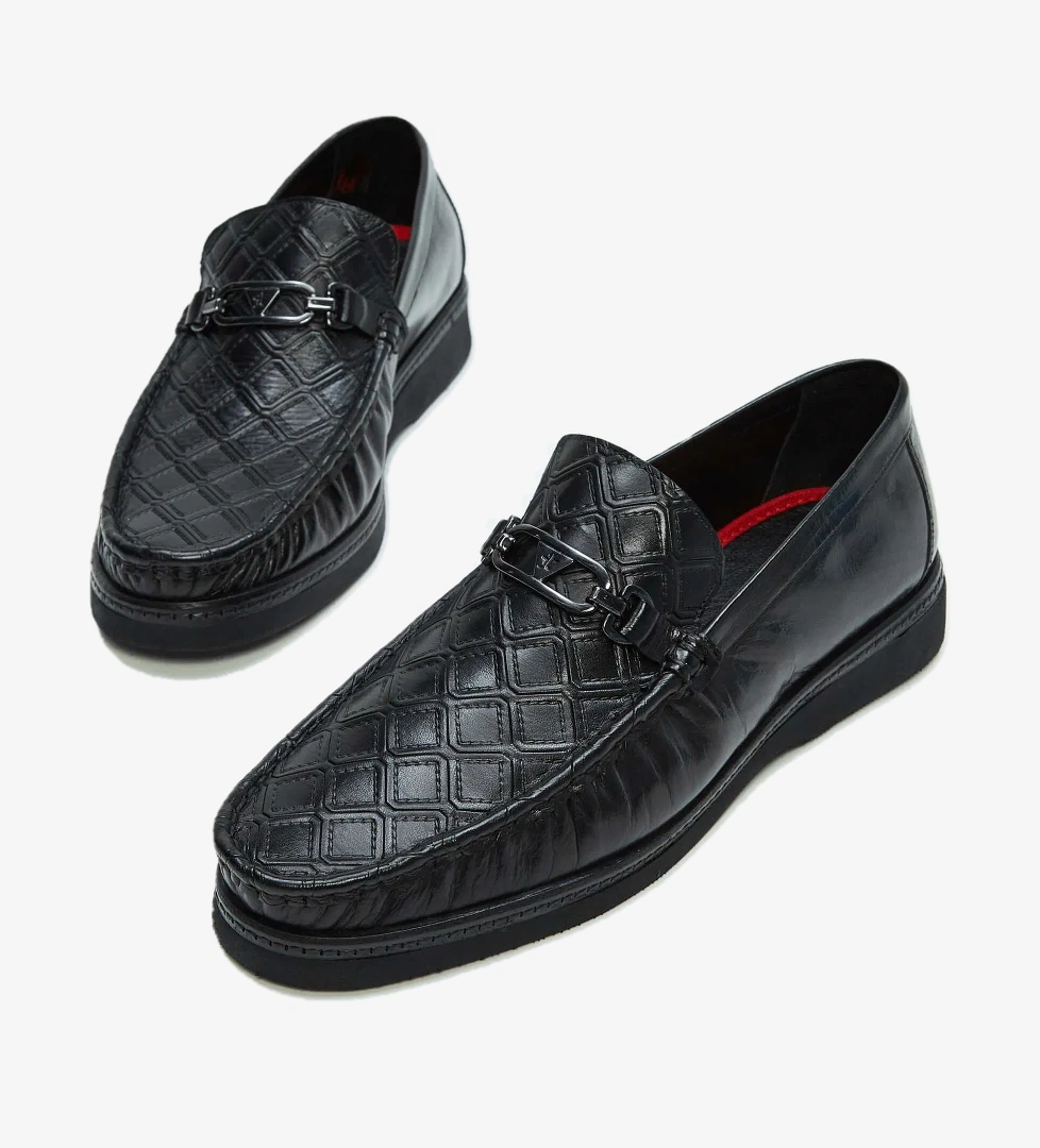 Tamer Tanca Erkek Hakiki Deri Siyah Loafer Ayakkabı - Görsel 1