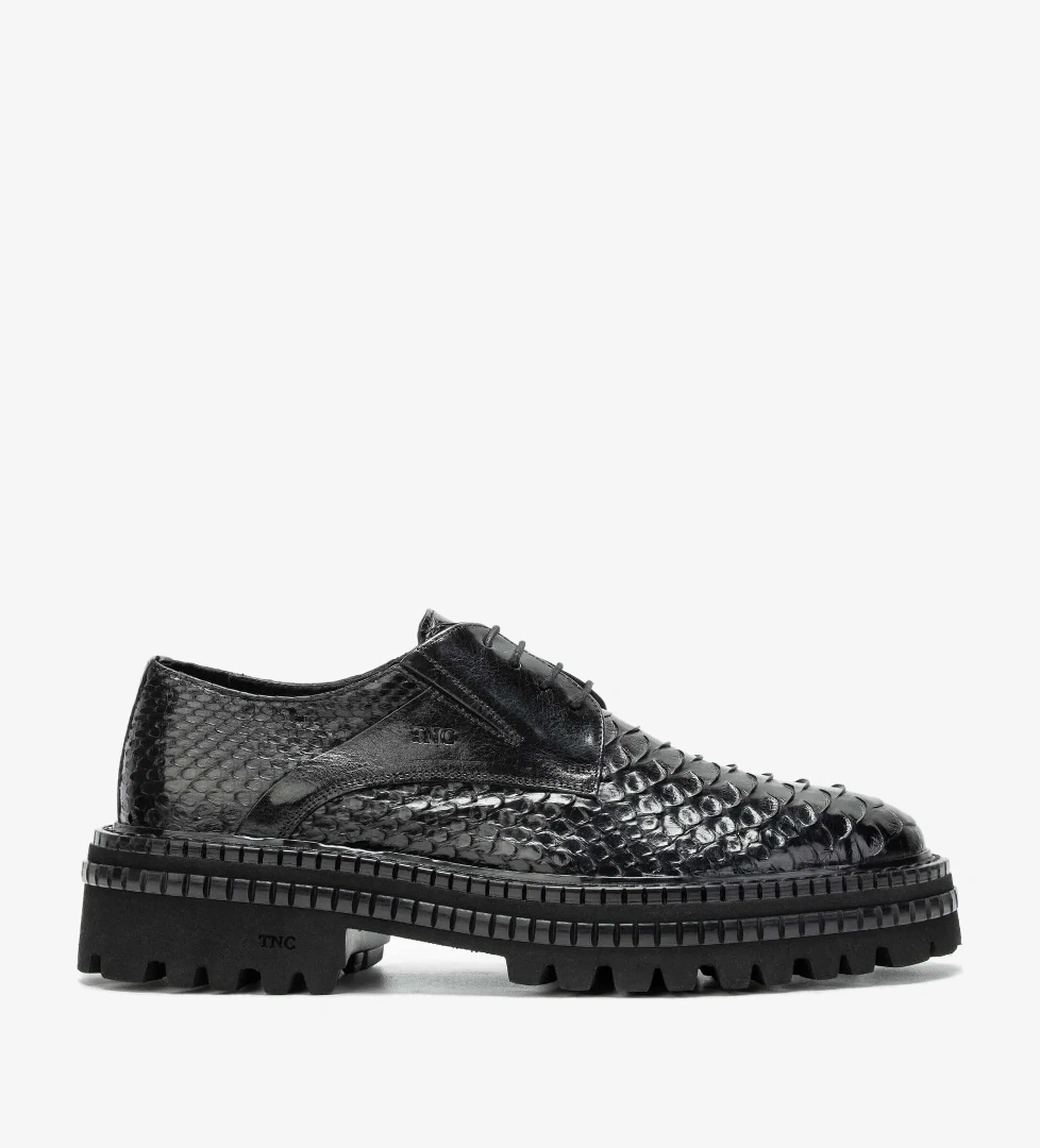 Tamer Tanca Erkek Hakiki Deri Siyah Yılan Casual Ayakkabı - Görsel 1