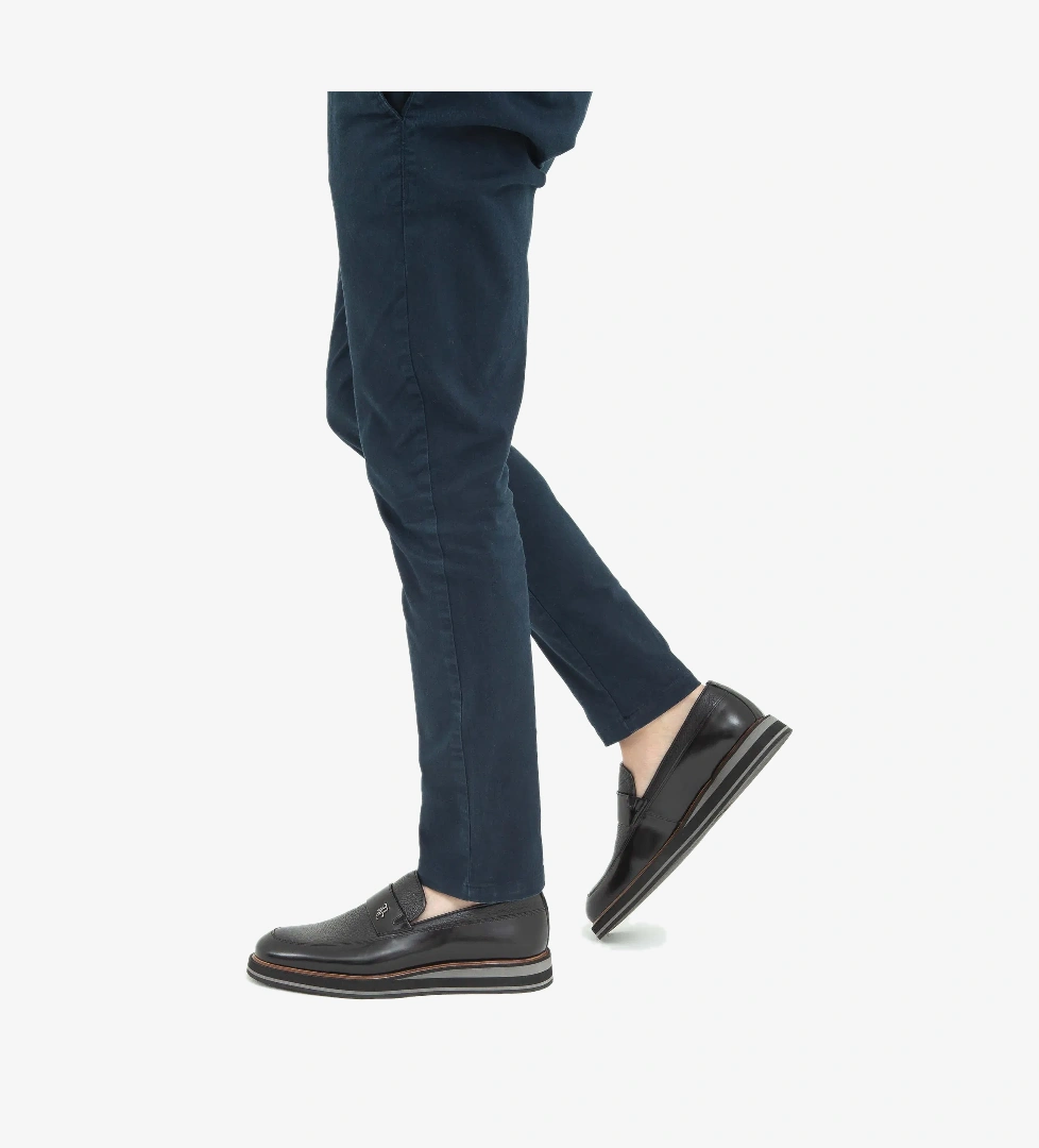 Tamer Tanca Erkek Hakiki Deri Siyah Açma Casual Ayakkabı - Görsel 1