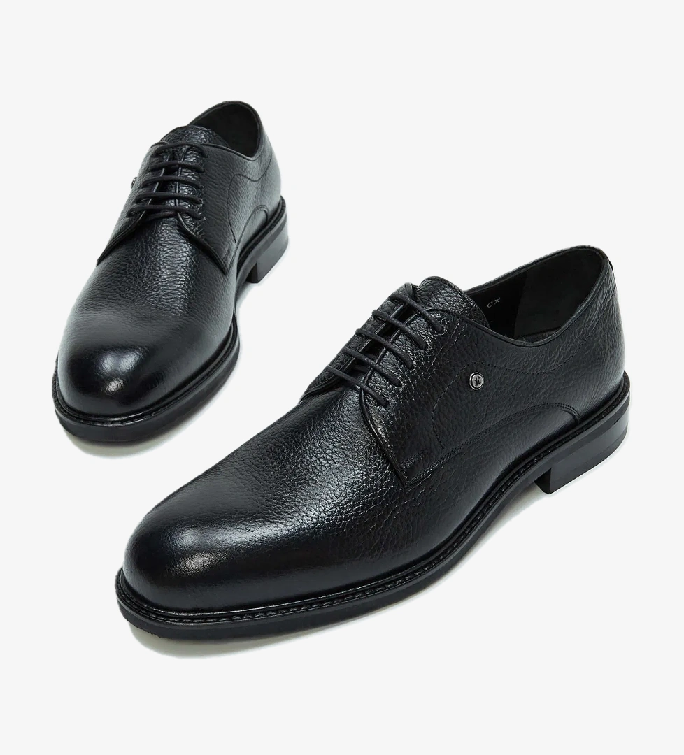 Tamer Tanca Erkek Hakiki Deri Siyah Casual Ayakkabı - Görsel 1