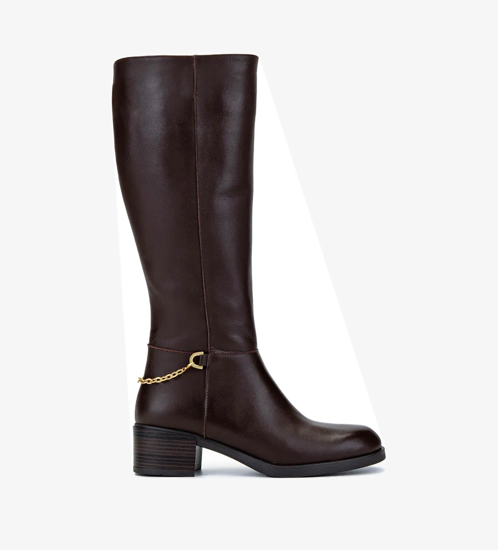 Tamer Tanca Kadın Hakiki Deri Kahverengi Klasik Çizme - Görsel 1