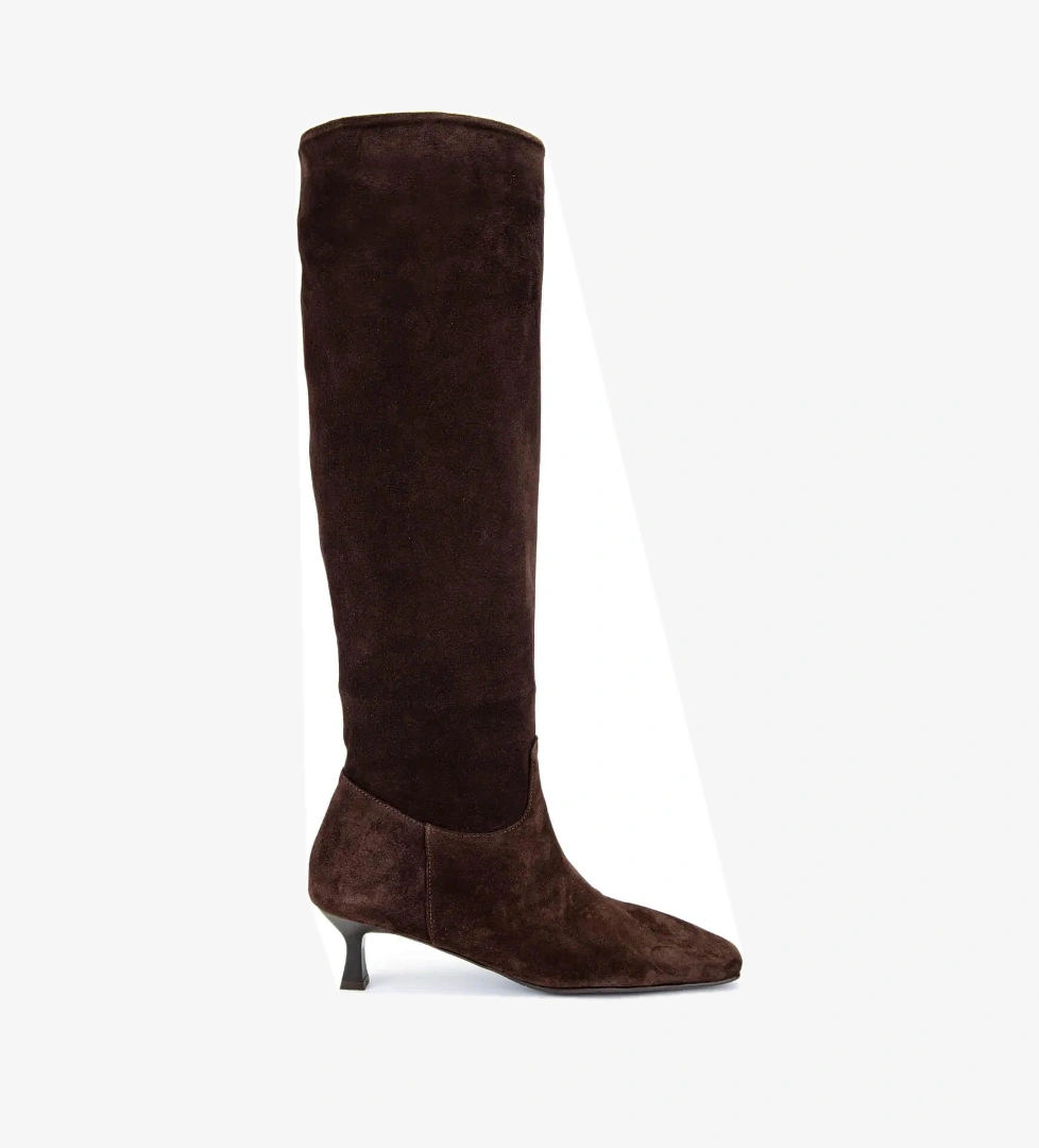 Tamer Tanca Kadın Hakiki Deri Kahverengi Süet Topuklu Çizme - Görsel 1