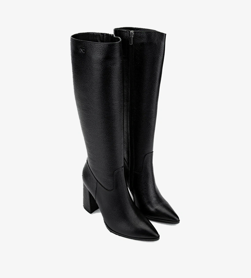 Tamer Tanca Kadın Hakiki Deri Siyah Klasik Çizme - Görsel 1