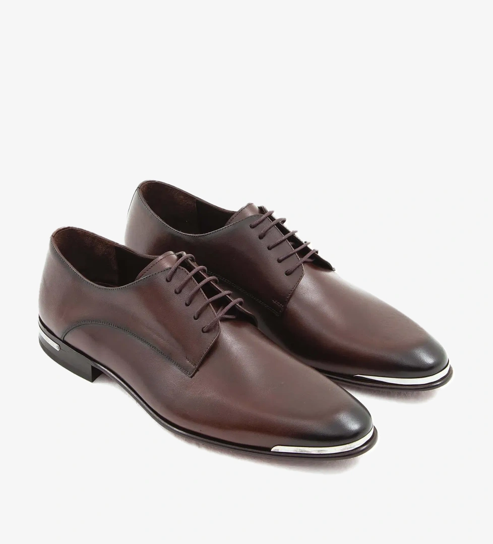 Tamer Tanca Erkek Hakiki Deri Kahverengi Deri Klasik Ayakkabı - Görsel 1