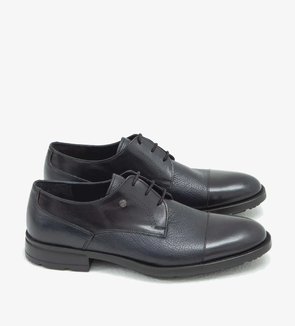 Tamer Tanca Erkek Hakiki Deri Lacivert Klasik Ayakkabı - Görsel 1