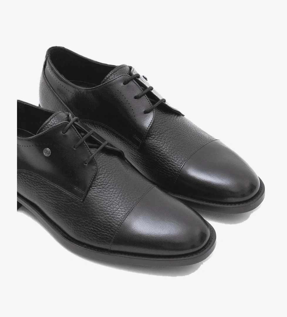 Tamer Tanca Erkek Hakiki Deri Siyah Klasik Ayakkabı - Görsel 1