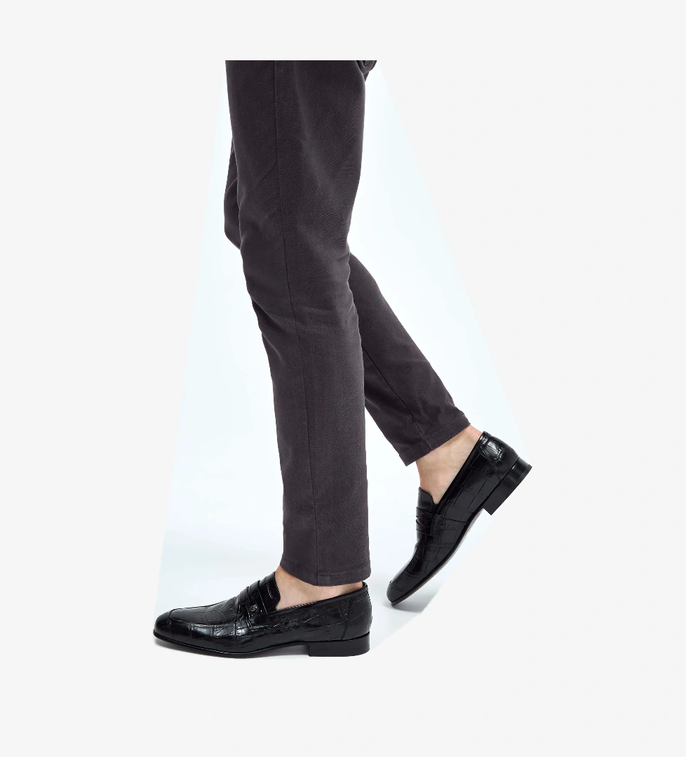 Tamer Tanca Tamer Tanca Erkek Hakiki Deri Siyah Kroko Makosen Ayakkabı model görseli