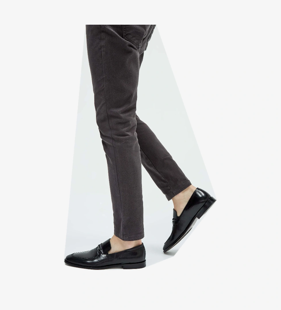 Tamer Tanca Erkek Hakiki Deri Siyah Makosen Ayakkabı - Görsel 1