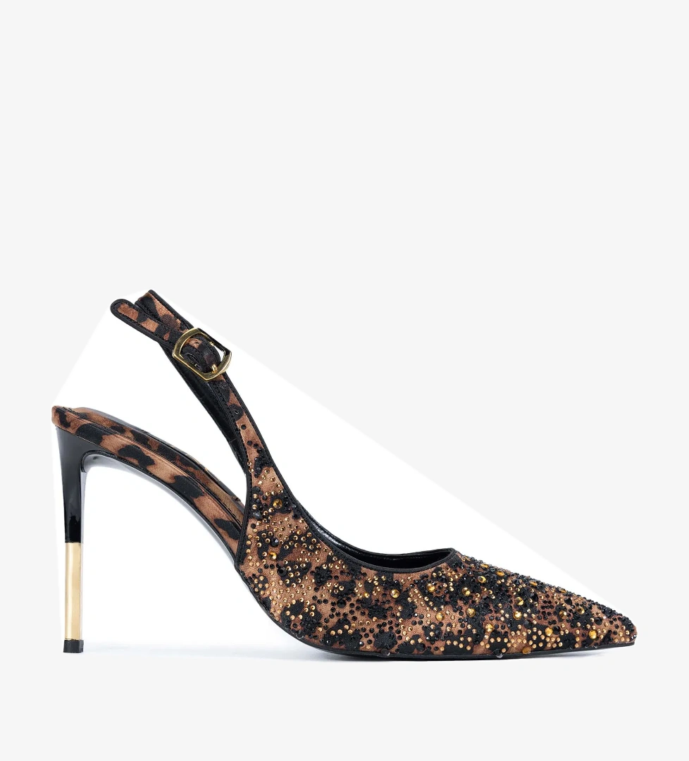 Tamer Tanca Tamer Tanca Renkli Kadın Vegan Leopar Stiletto Ayakkabı Basketbol Ayakkabıları | FashFed Renkli - 1. görsel