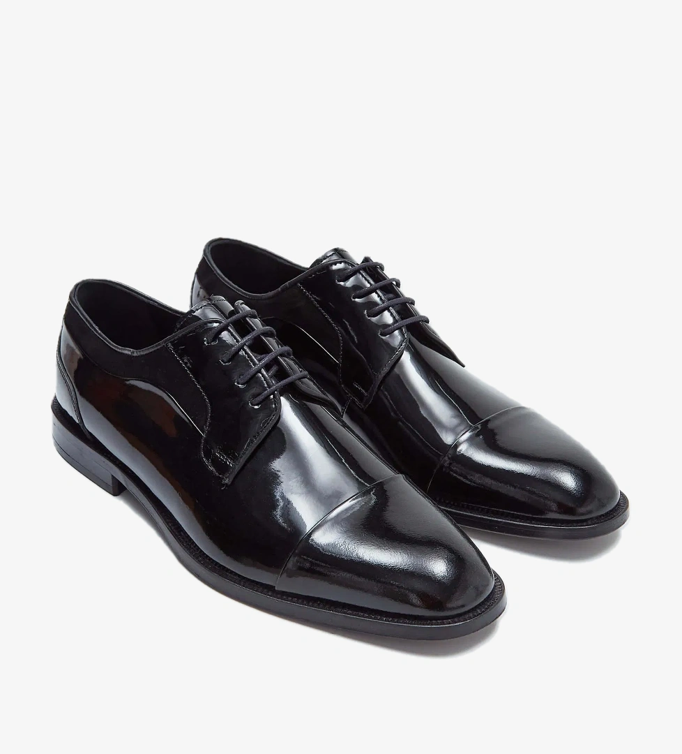 Tamer Tanca Tamer Tanca Erkek Hakiki Deri Siyah Rugan Klasik Ayakkabı model görseli