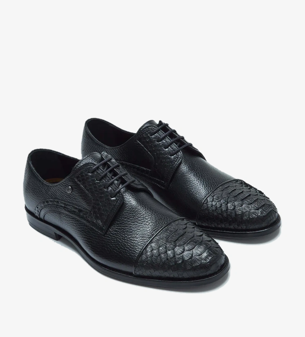 Tamer Tanca Tamer Tanca Erkek Hakiki Deri Siyah Yılan Klasik Ayakkabı model görseli