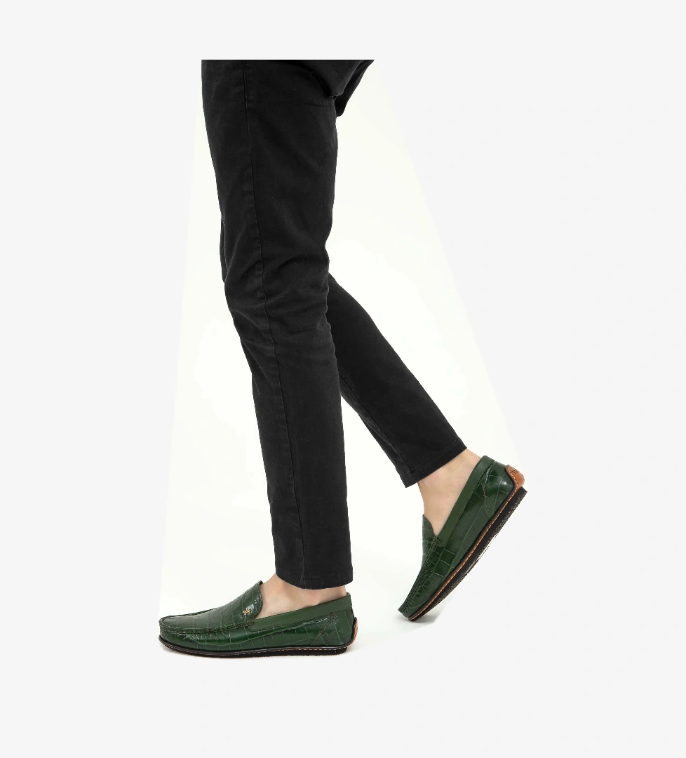 Tamer Tanca Erkek Hakiki Deri Yeşil Driver Ayakkabı - Görsel 1