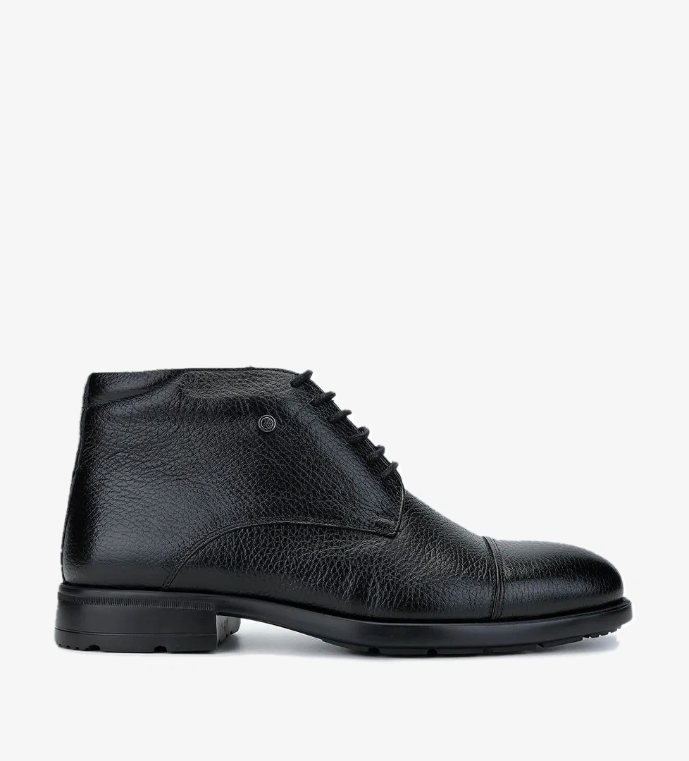 Tamer Tanca Erkek Hakiki Deri Siyah Deri Klasik Bot - Görsel 1