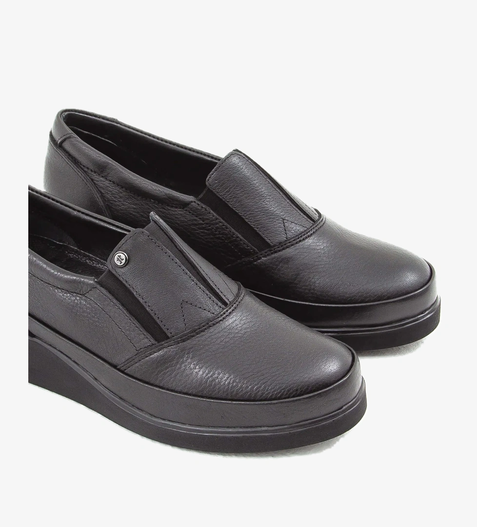 Tamer Tanca Tamer Tanca Kadın Hakiki Deri Siyah Comfort Ayakkabı Casual Ayakkabı | FashFed Siyah - 1. görsel