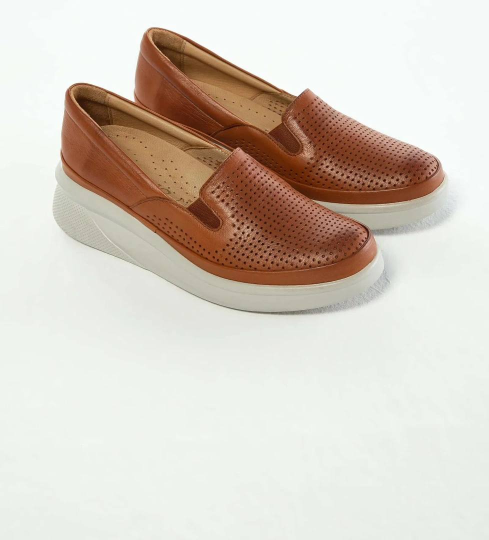 Tamer Tanca Kadın Hakiki Deri Taba Comfort Ayakkabı - Görsel 1