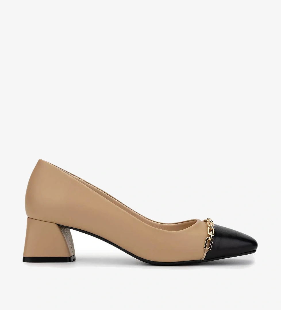 Tamer Tanca Kadın Hakiki Deri Bej Topuklu Ayakkabı - Görsel 1