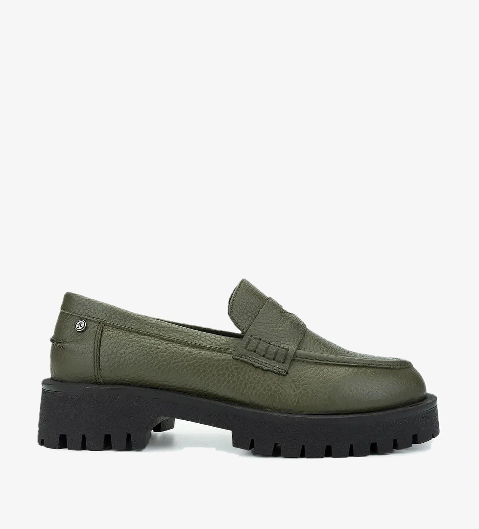 Tamer Tanca Kadın Hakiki Deri Yeşil Loafer Ayakkabı - Görsel 1
