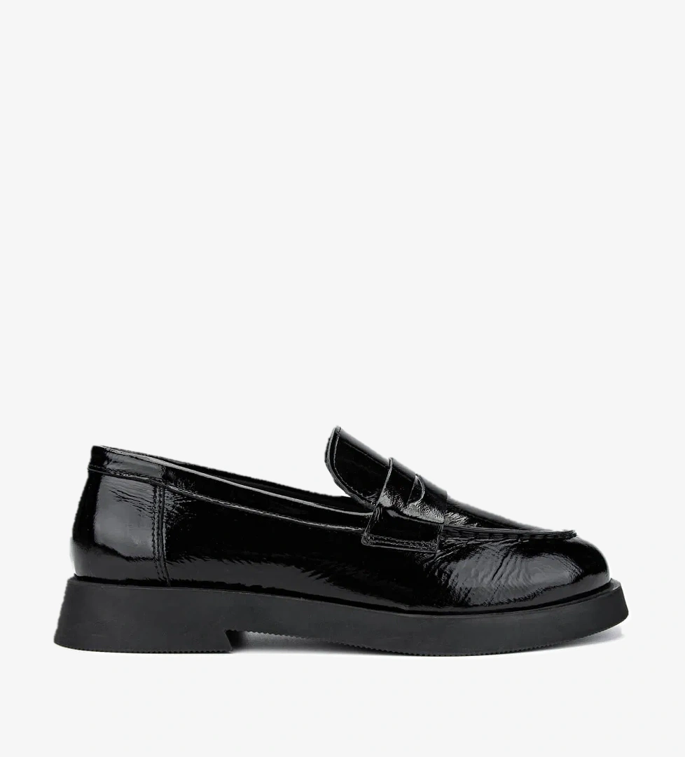 Tamer Tanca Kadın Hakiki Deri Siyah Rugan Loafer Ayakkabı - Görsel 1