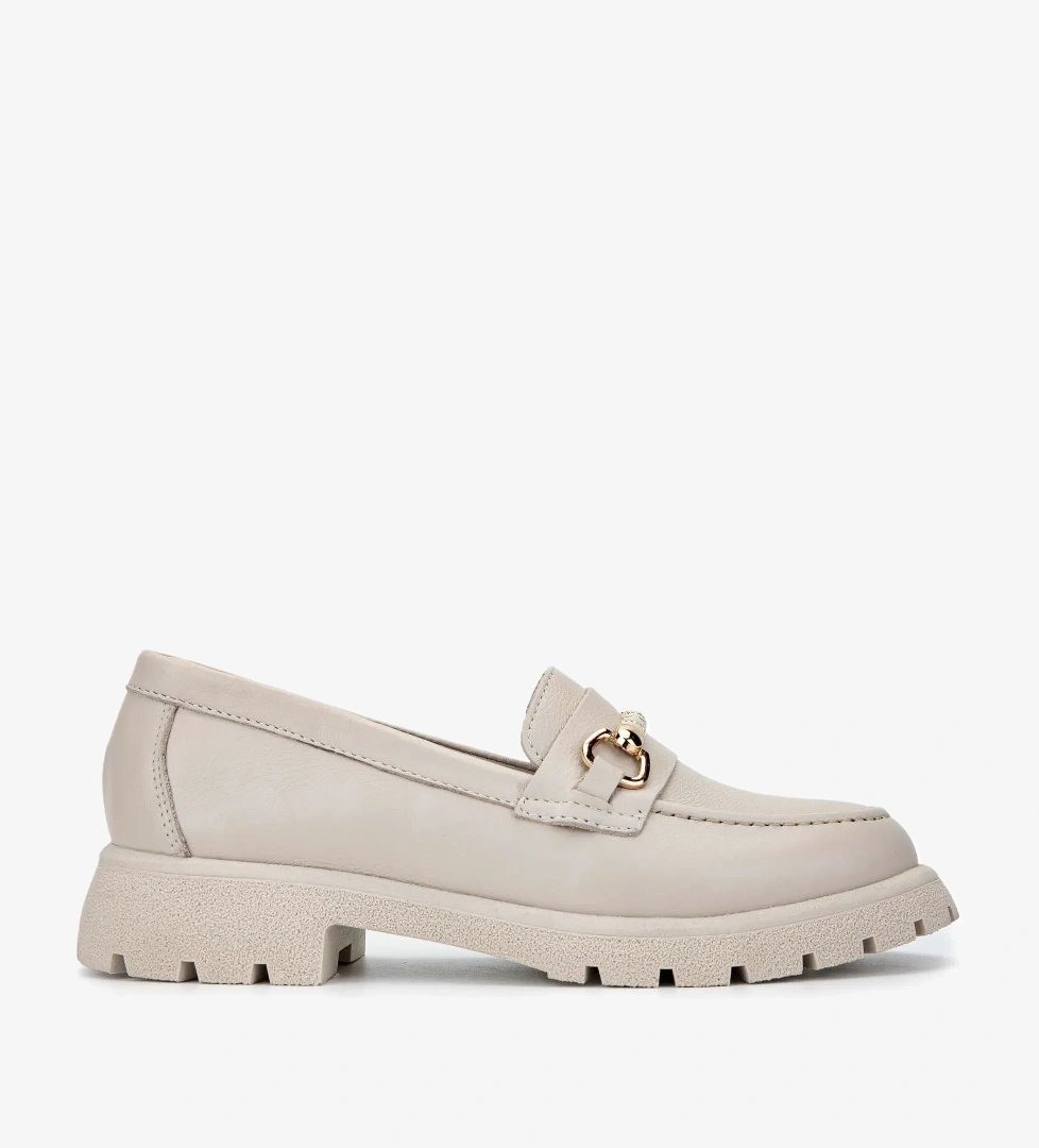 Tamer Tanca Tamer Tanca Kadın Hakiki Deri Bej Loafer Ayakkabı model görseli