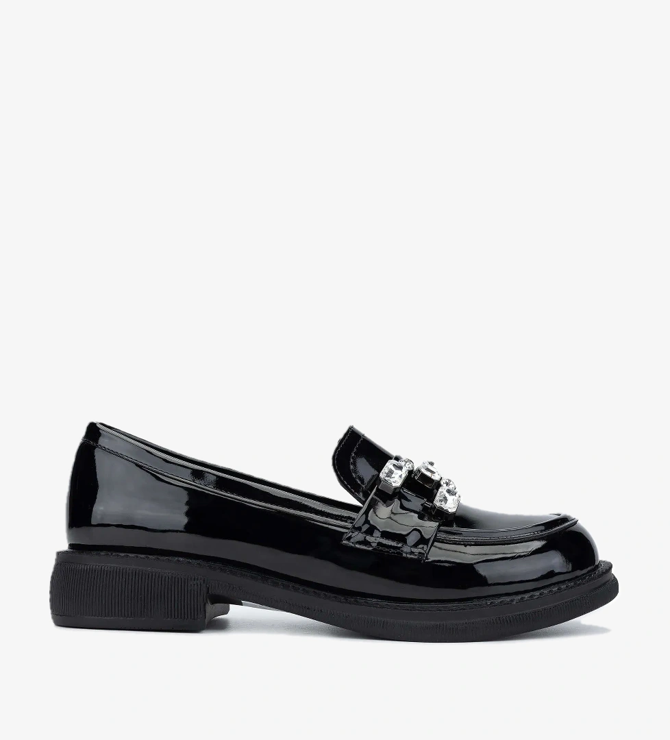 Tamer Tanca Kadın Hakiki Deri Siyah Rugan Loafer Ayakkabı - Görsel 1