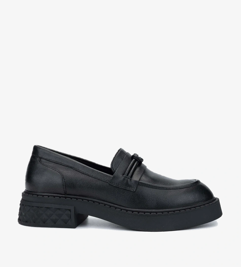 Tamer Tanca Kadın Hakiki Deri Siyah Deri Loafer Ayakkabı - Görsel 1