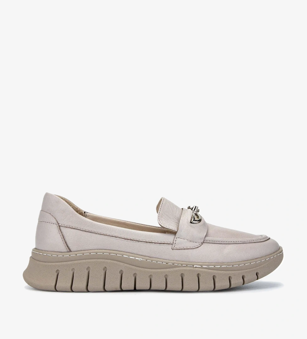 Tamer Tanca Kadın Hakiki Deri Bej Loafer Ayakkabı - Görsel 1