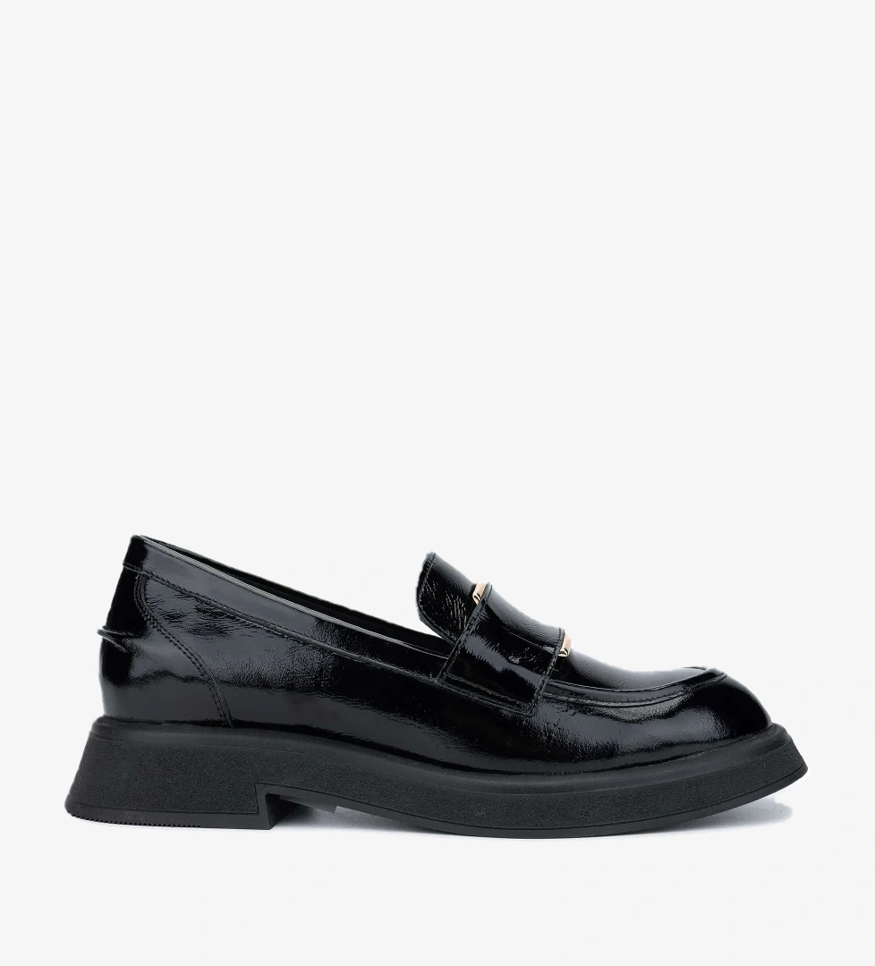 Tamer Tanca Tamer Tanca Kadın Hakiki Deri Siyah Rugan Loafer Ayakkabı model görseli