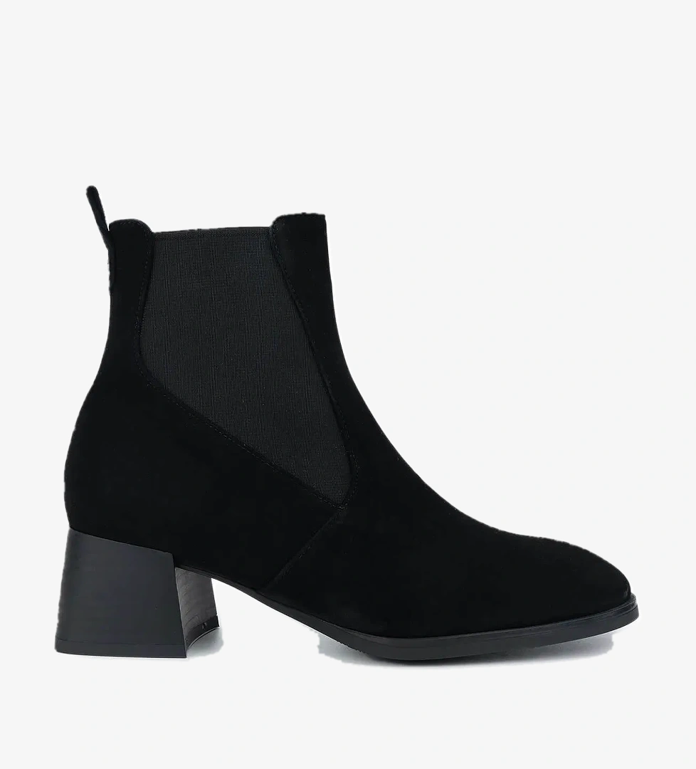 Tamer Tanca Kadın Hakiki Deri Siyah Süet Topuklu Bot - Görsel 1