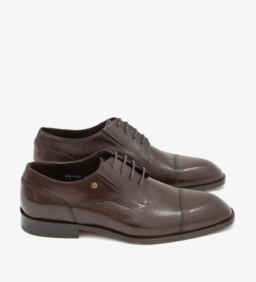 Tamer Tanca Erkek Hakiki Deri Kahverengi Klasik Ayakkabı - Görsel 1