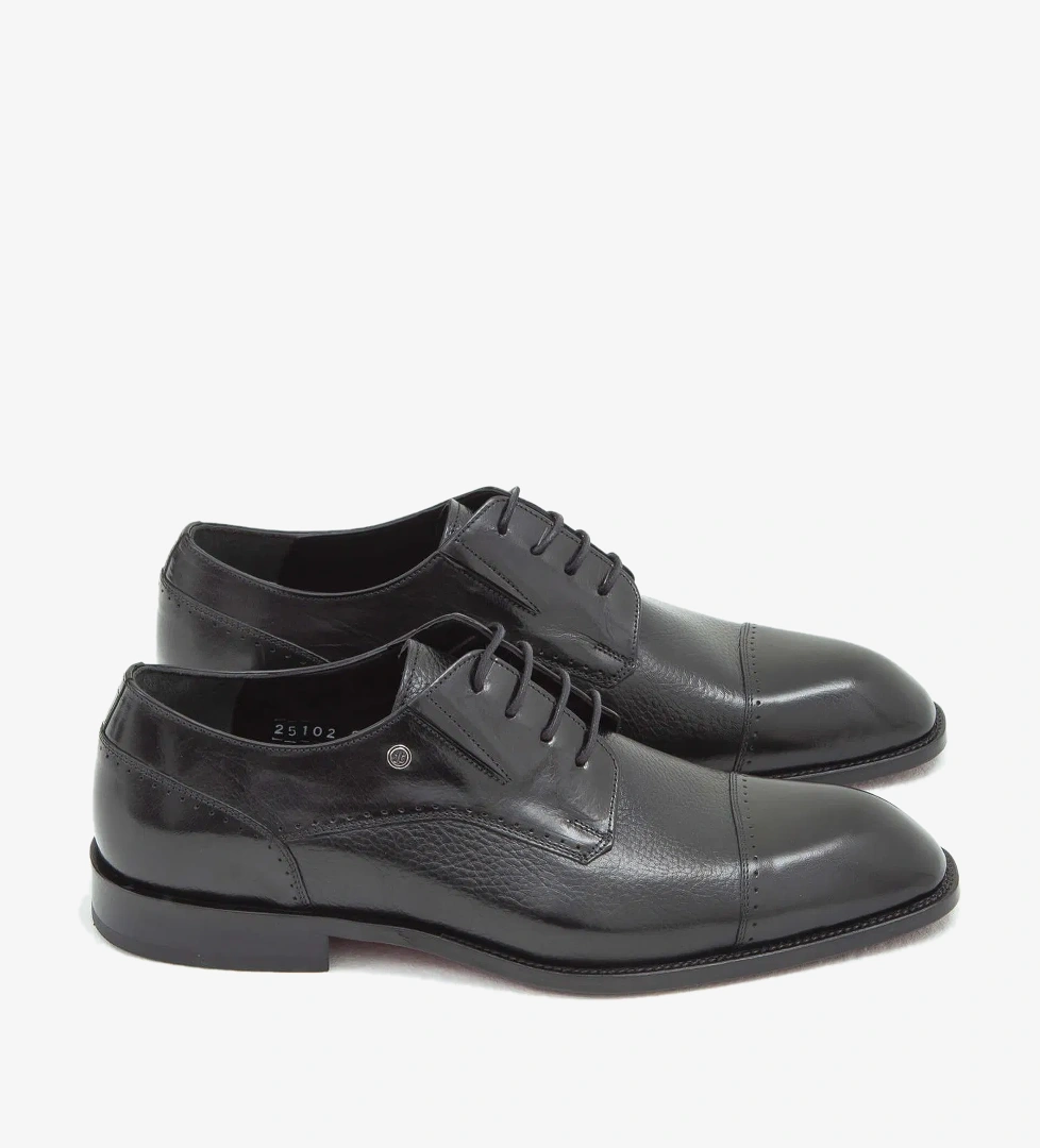 Tamer Tanca Erkek Hakiki Deri Siyah Klasik Ayakkabı - Görsel 1