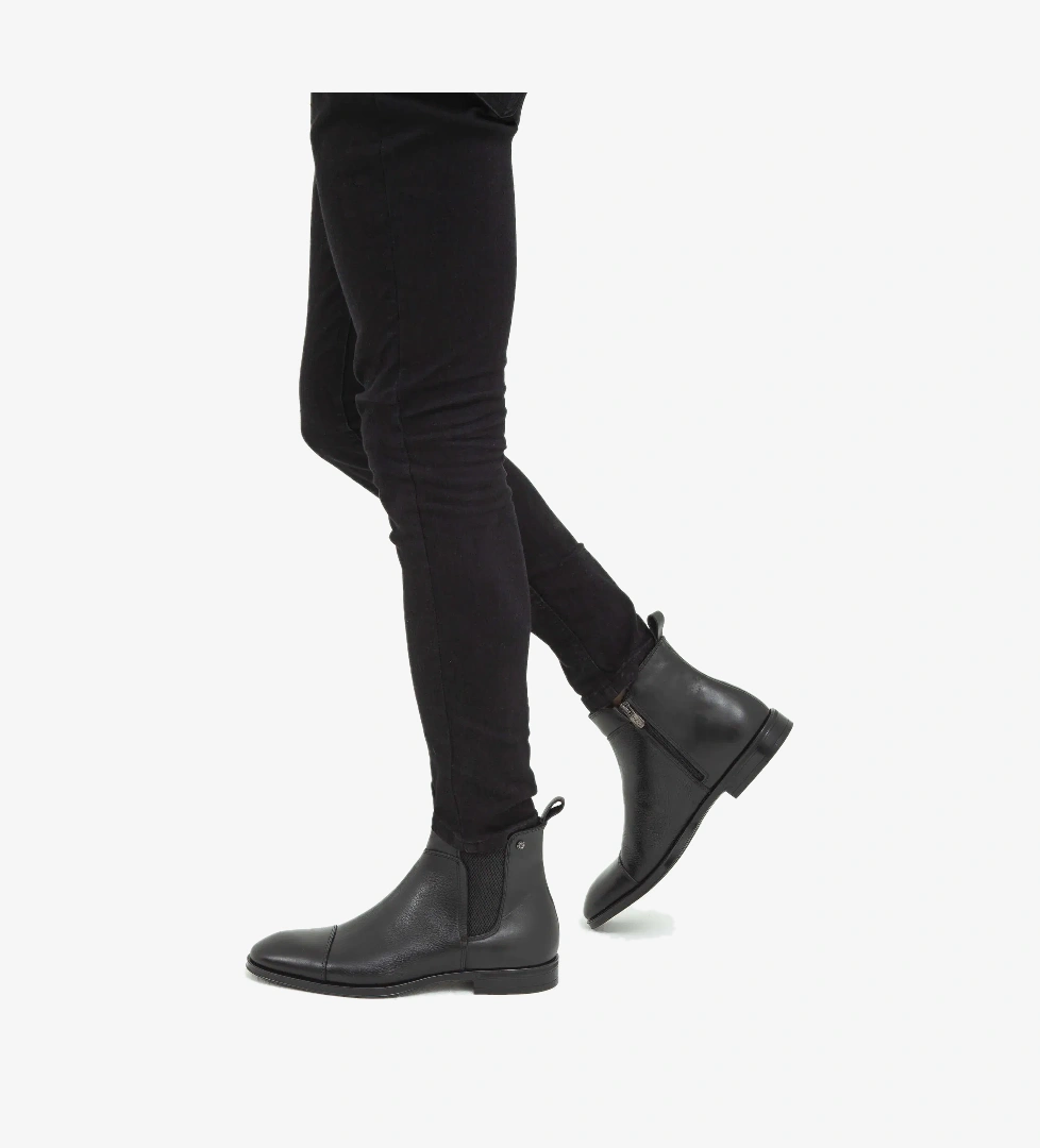 Tamer Tanca Erkek Hakiki Deri Siyah Chelsea Bot - Görsel 1