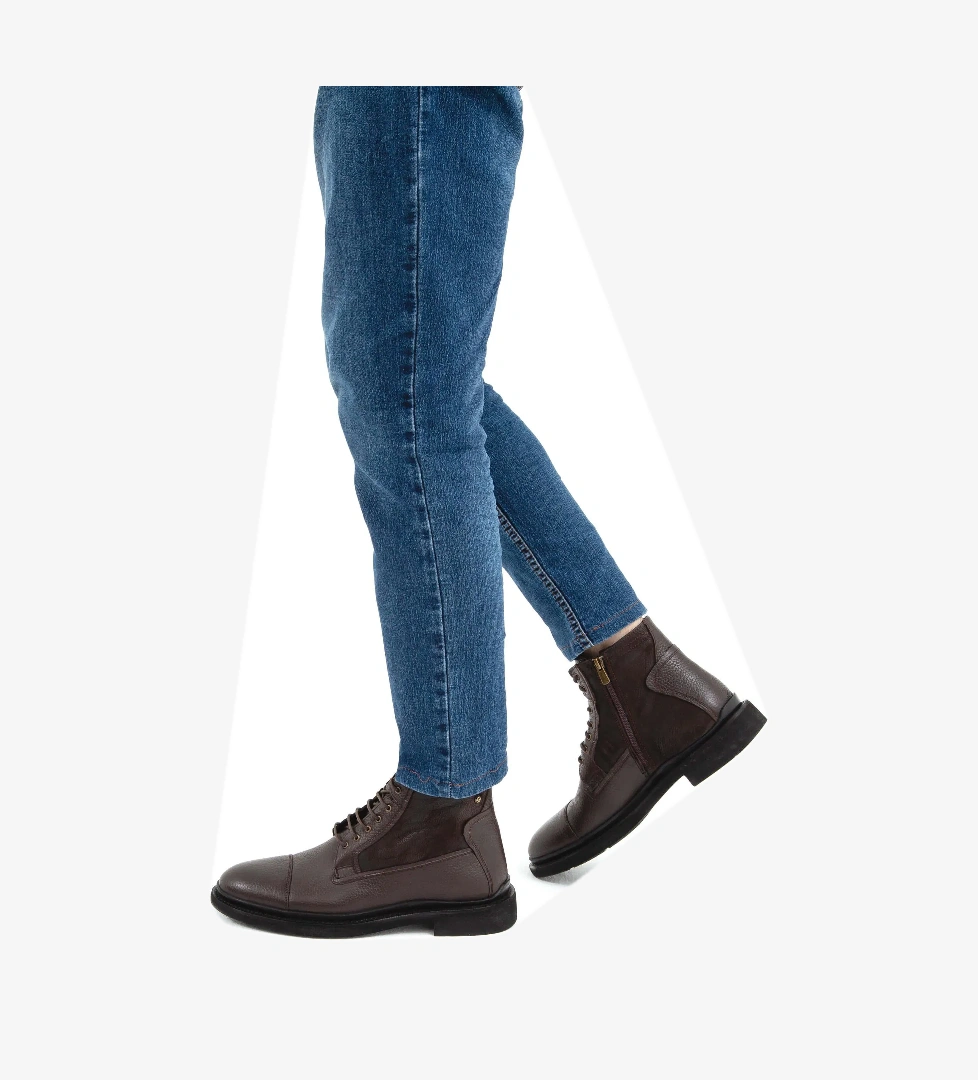 Tamer Tanca Erkek Hakiki Deri Kahverengi POSTAL Bot - Görsel 1