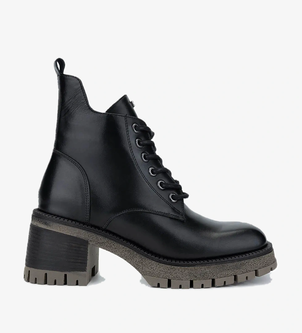 Tamer Tanca Kadın Hakiki Deri Siyah Deri Topuklu Bot - Görsel 1