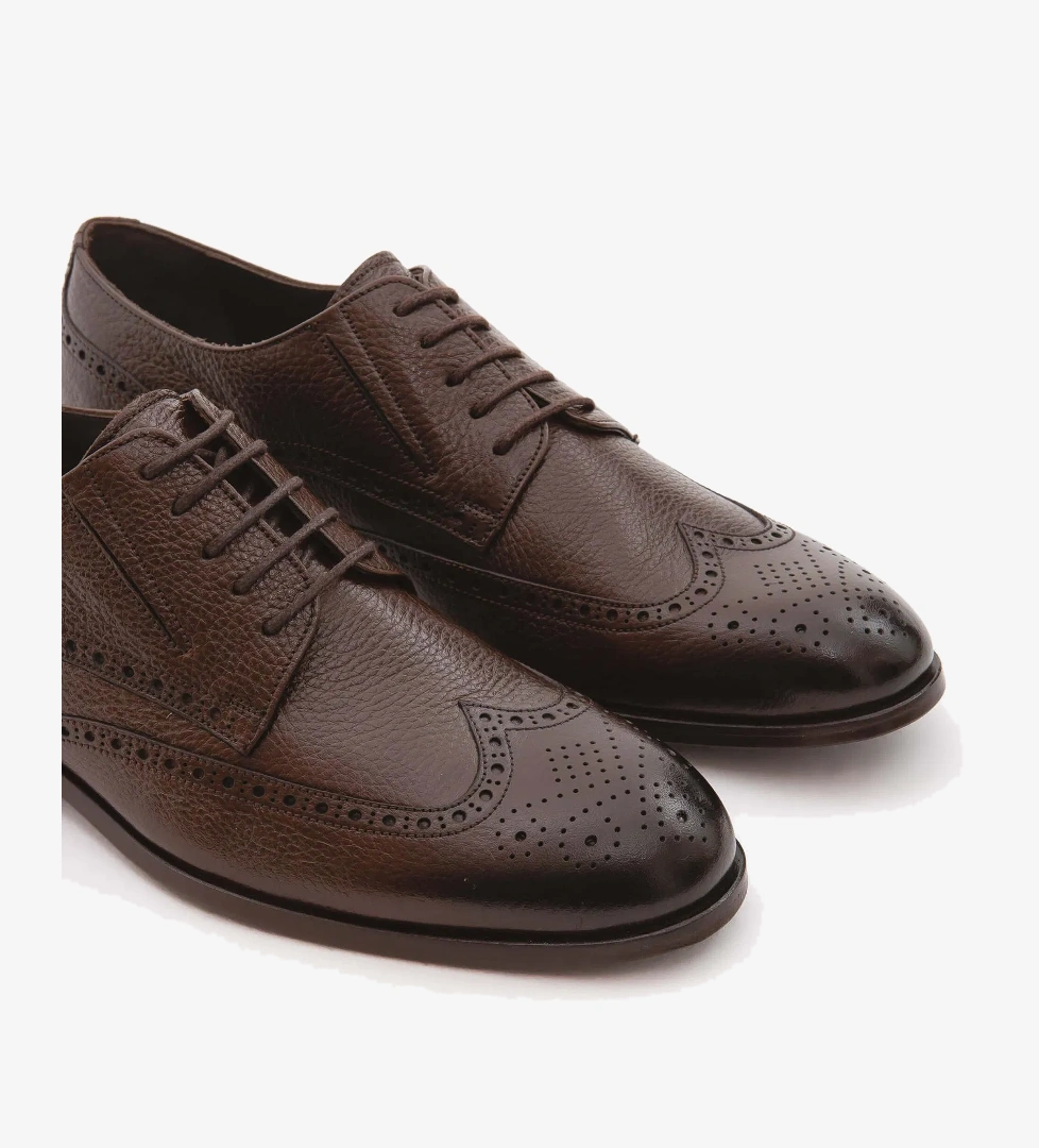 Tamer Tanca Erkek Hakiki Deri Kahverengi Klasik Ayakkabı - Görsel 1