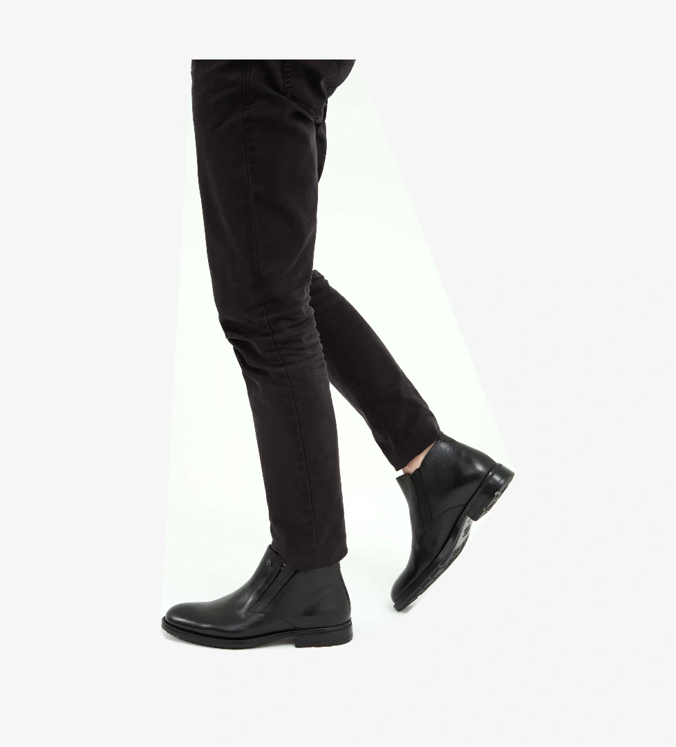 Tamer Tanca Erkek Hakiki Deri Siyah Casual Bot - Görsel 1