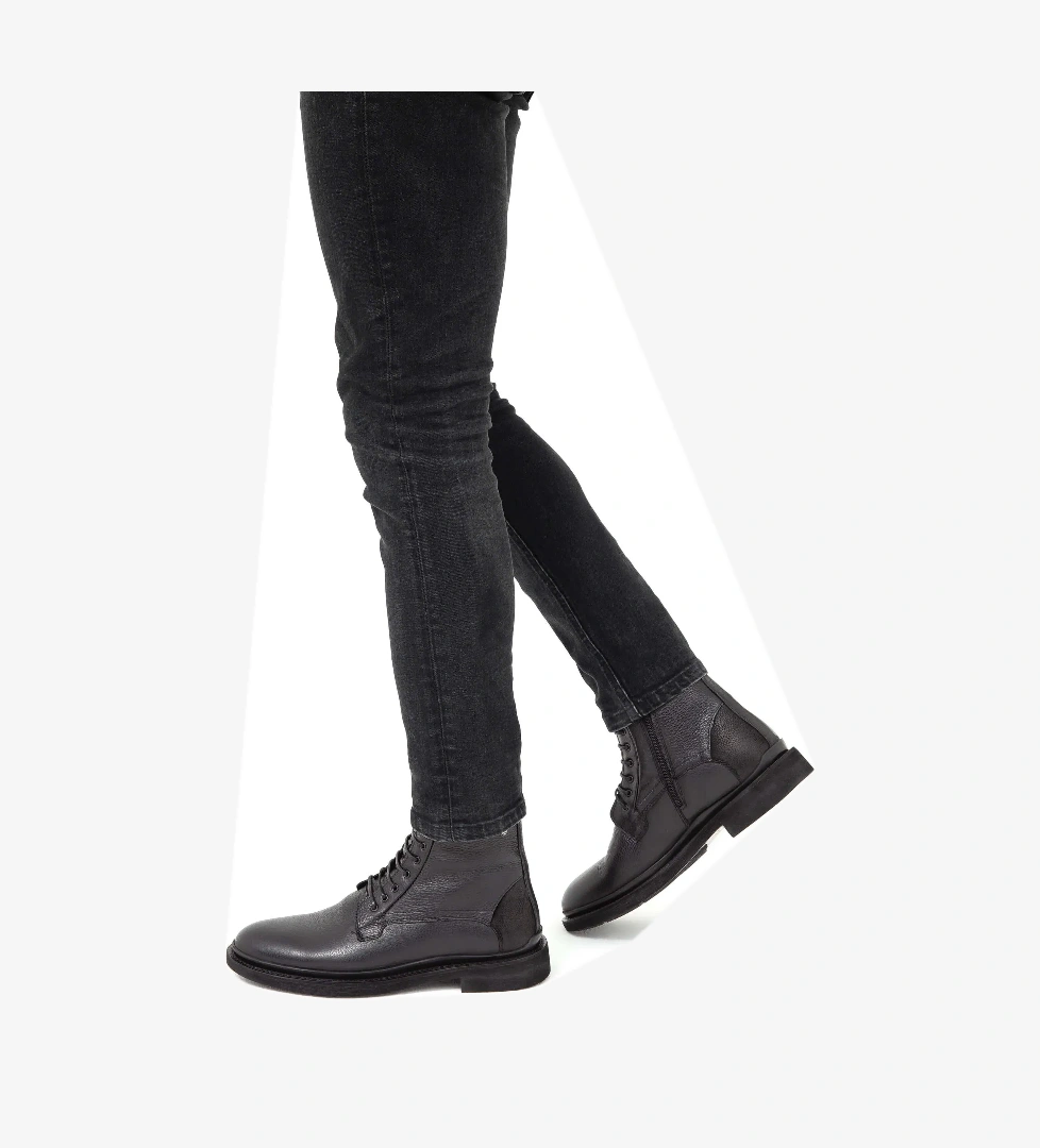 Tamer Tanca Erkek Hakiki Deri Siyah POSTAL Bot - Görsel 1