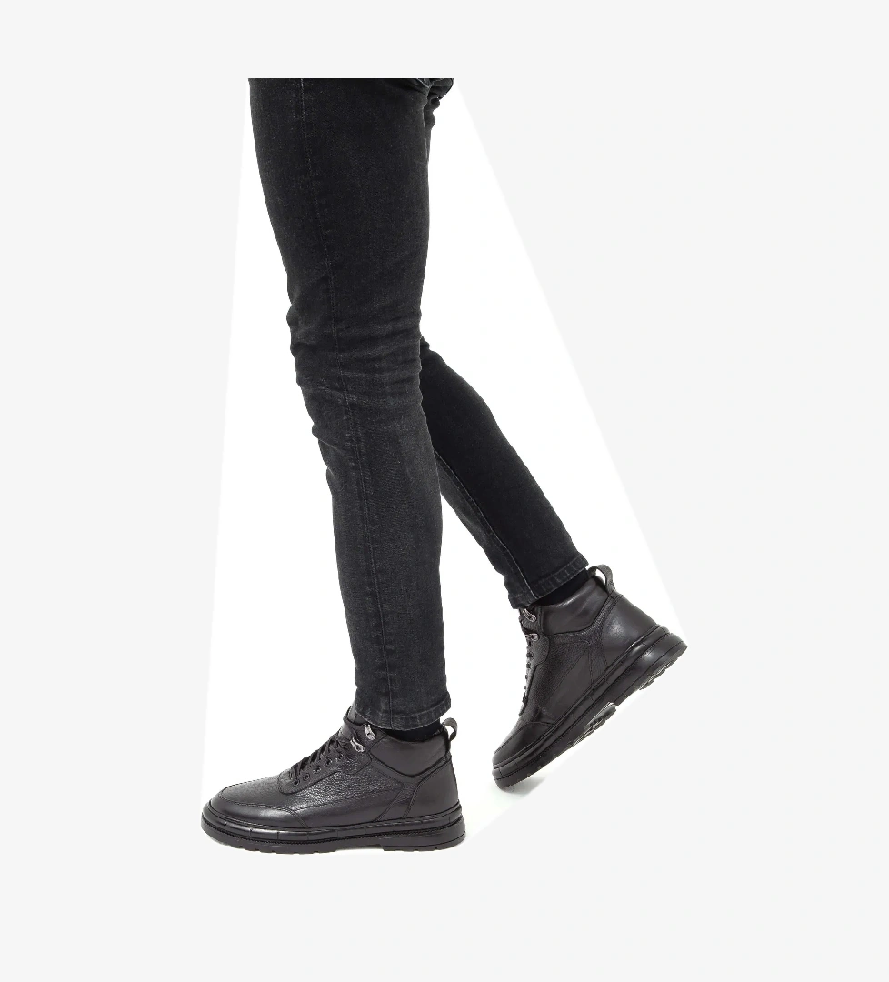 Tamer Tanca Tamer Tanca Erkek Hakiki Deri Siyah Casual Bot model görseli