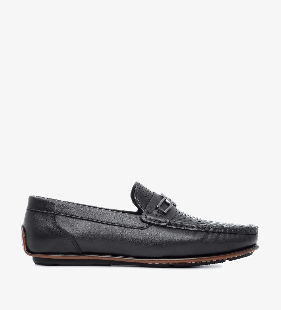 Tamer Tanca Erkek Hakiki Deri Siyah Driver Ayakkabı - Görsel 1